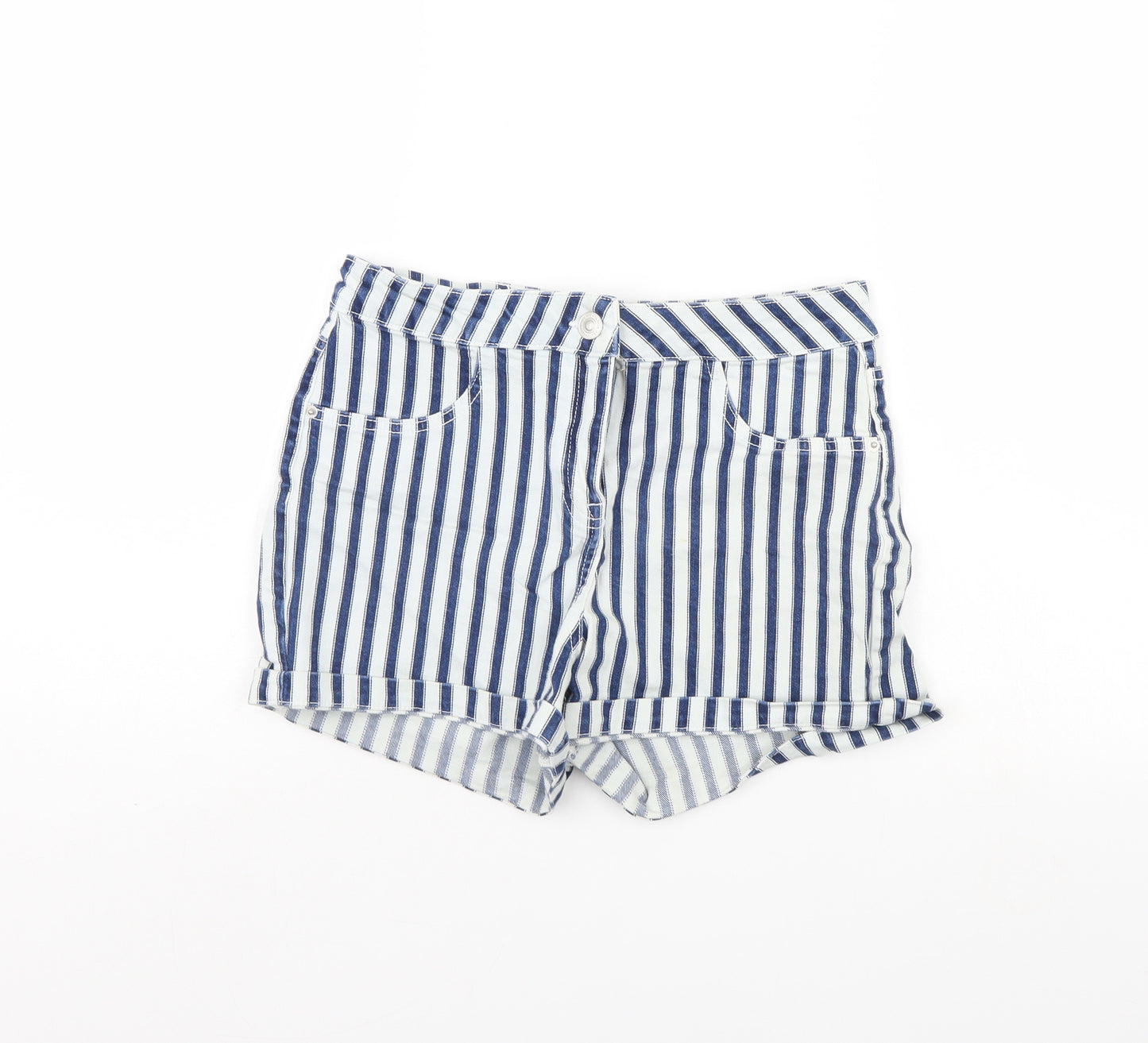Papaya Womens Blue Striped Denim Cut-Off Shorts Size 8