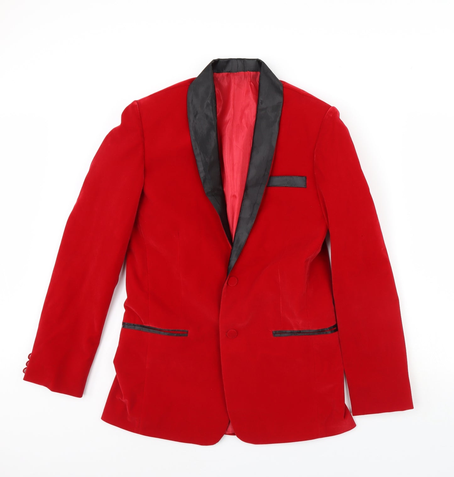 Preworn Mens Red  Velvet Jacket Blazer Size 34  - Shoulder Pads