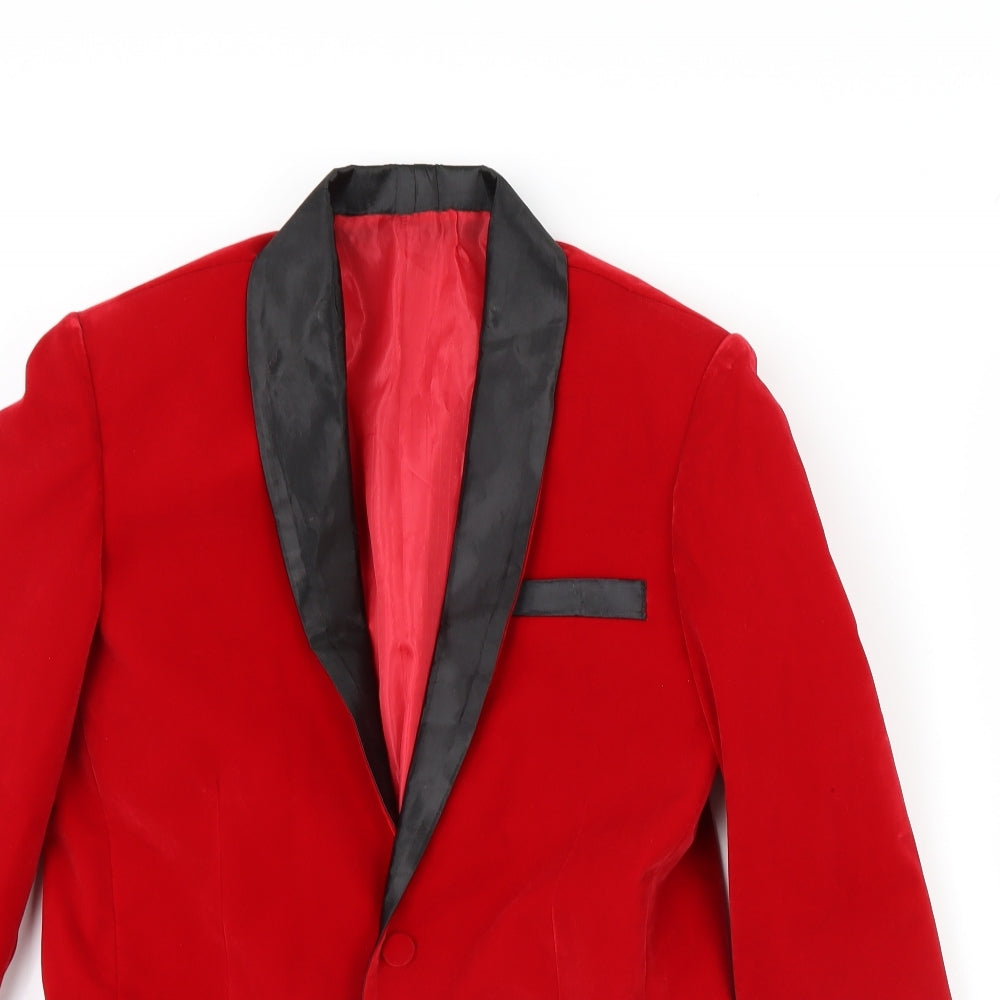 Preworn Mens Red  Velvet Jacket Blazer Size 34  - Shoulder Pads