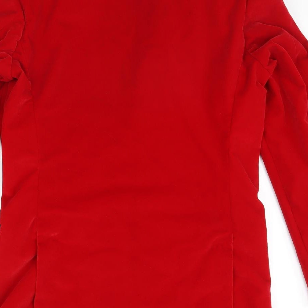 Preworn Mens Red  Velvet Jacket Blazer Size 34  - Shoulder Pads