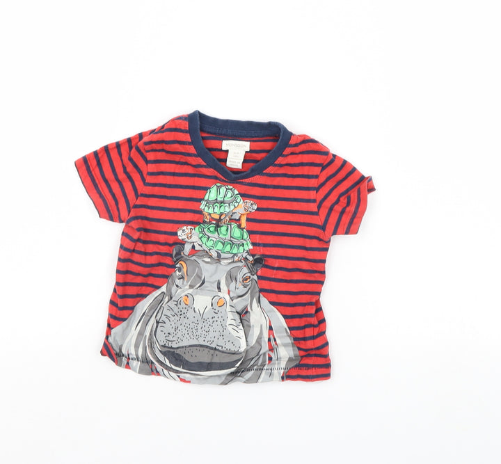 Monsoon Baby Red Striped Basic T-Shirt Size 12 Months - Hippo