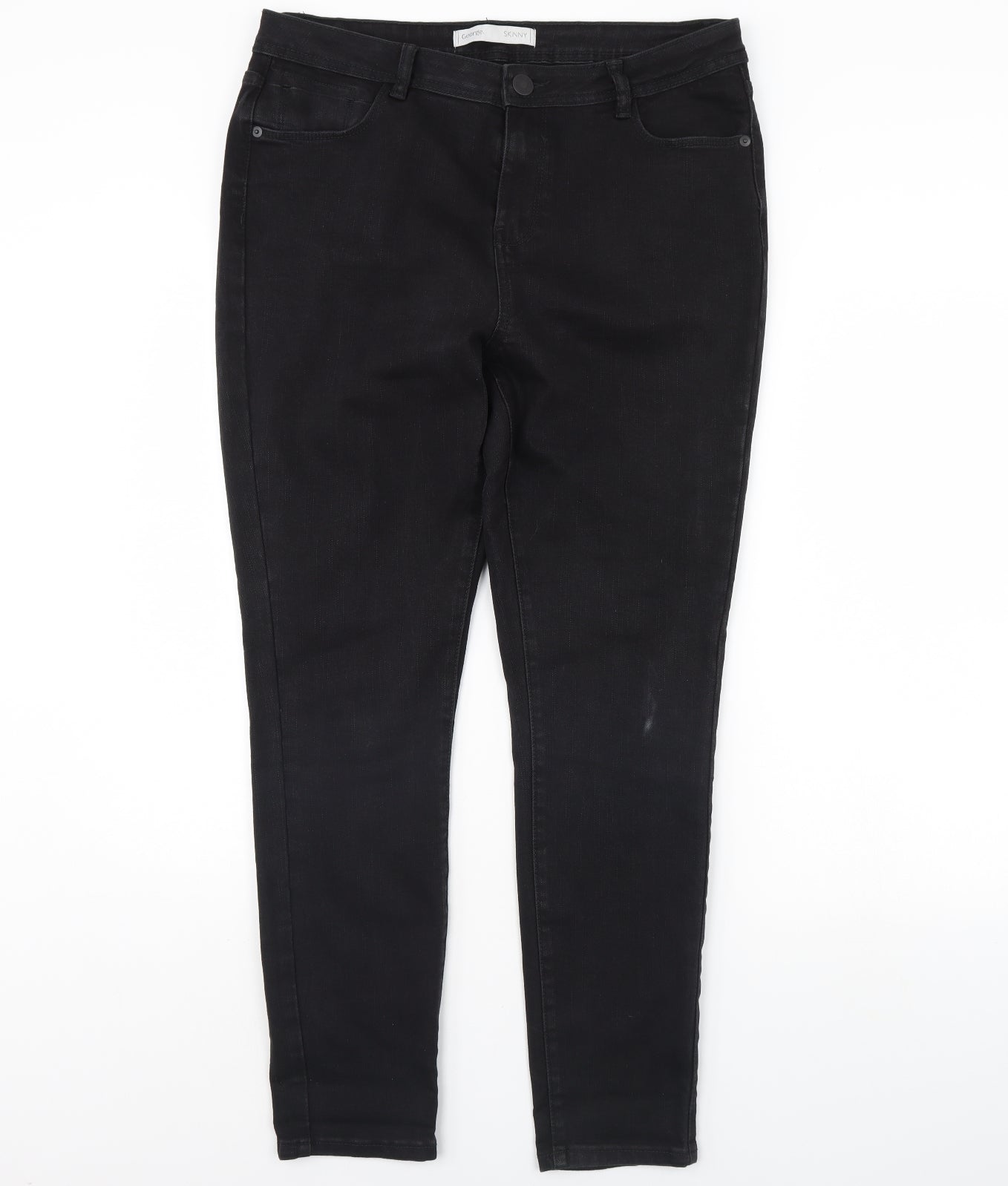 George Womens Black  Denim Skinny Jeans Size 16 L30 in