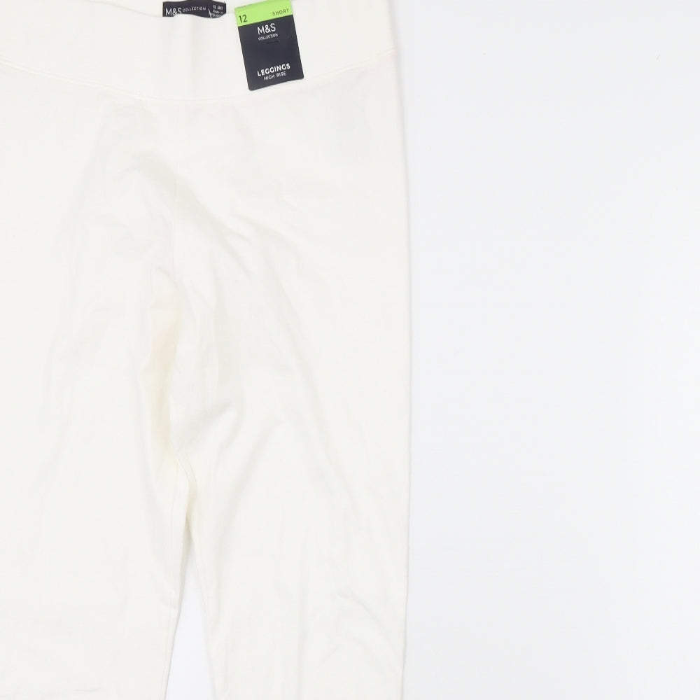 m&s Womens White   Capri Leggings Size 12 L29 in