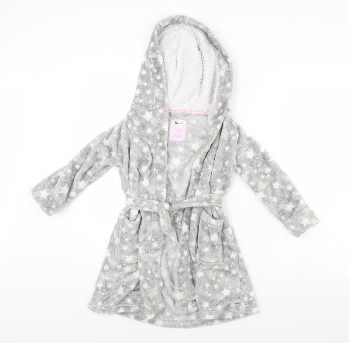 TU Girls Grey Spotted Cami Robe Size 5 Years - star pattern