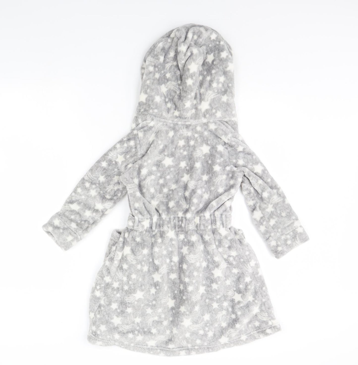 TU Girls Grey Spotted  Cami Robe Size 5 Years  - star pattern