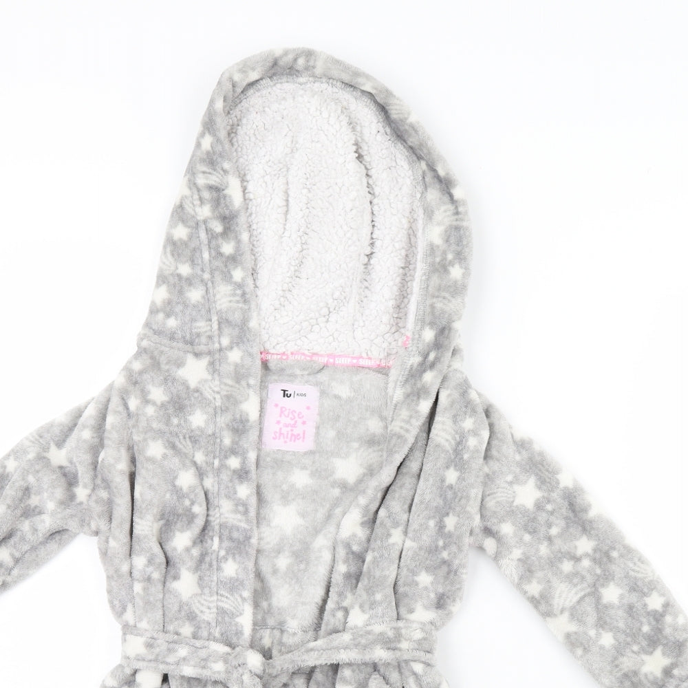 TU Girls Grey Spotted  Cami Robe Size 5 Years  - star pattern