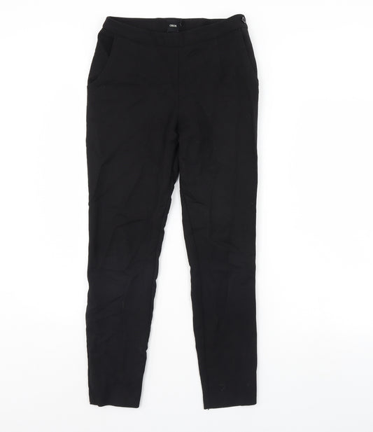 Front view of ASOS women’s black dress pants trousers, size UK 8, 29-inch leg