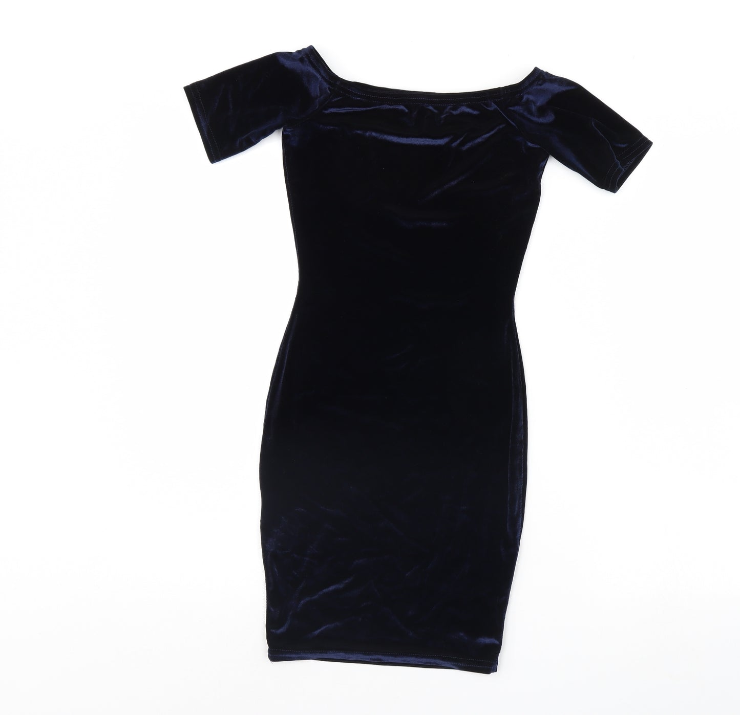 Boohoo Womens Blue  Velour Bodycon  Size 6