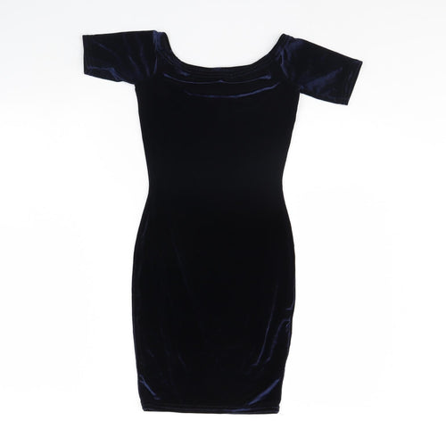 Boohoo Womens Blue  Velour Bodycon  Size 6