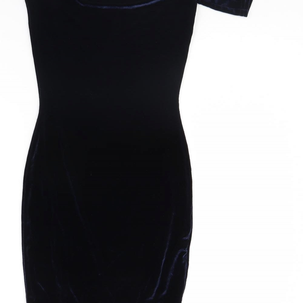 Boohoo Womens Blue  Velour Bodycon  Size 6