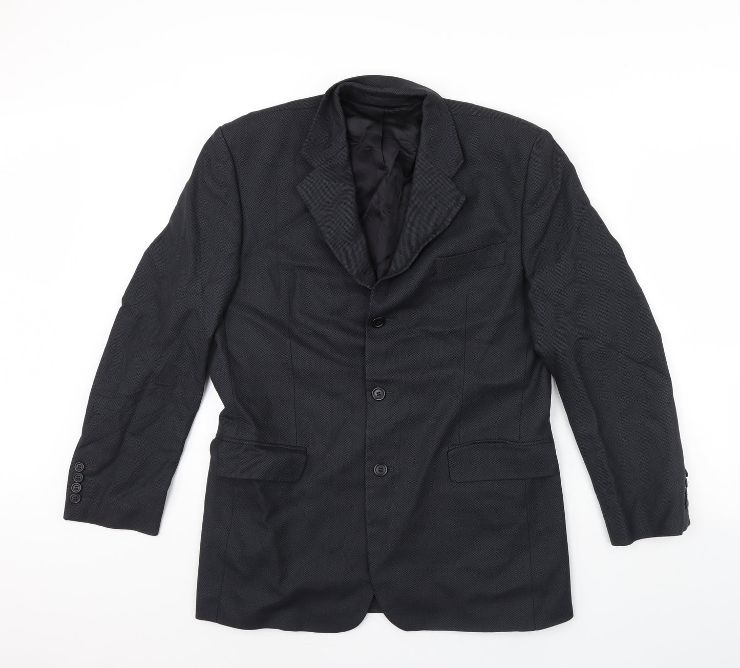 Preworn Mens Black   Jacket Blazer Size 38  - Shoulder Pads