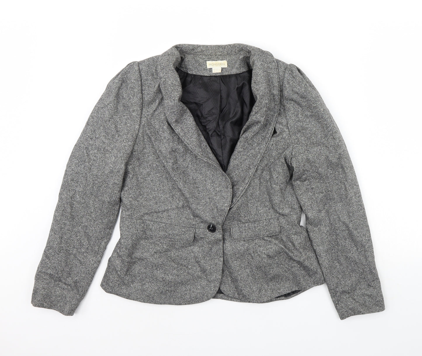 Monsoon Womens Grey   Jacket Blazer Size 16  - Shoulder Pads