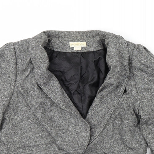 Monsoon Womens Grey   Jacket Blazer Size 16  - Shoulder Pads