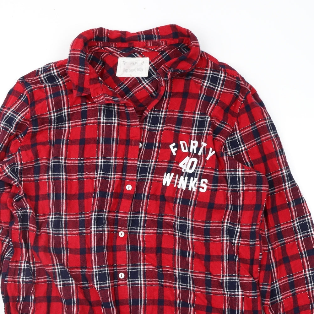 F&F Womens Red Plaid  Top Nightshirt Size 16