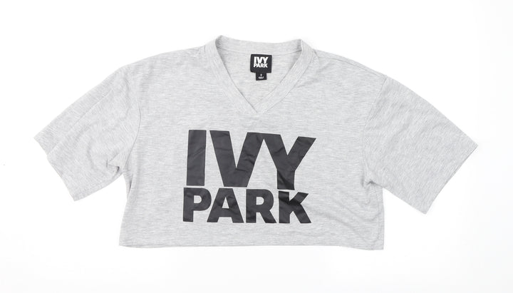 IVY PARK Womens Grey Cropped T-Shirt Size S