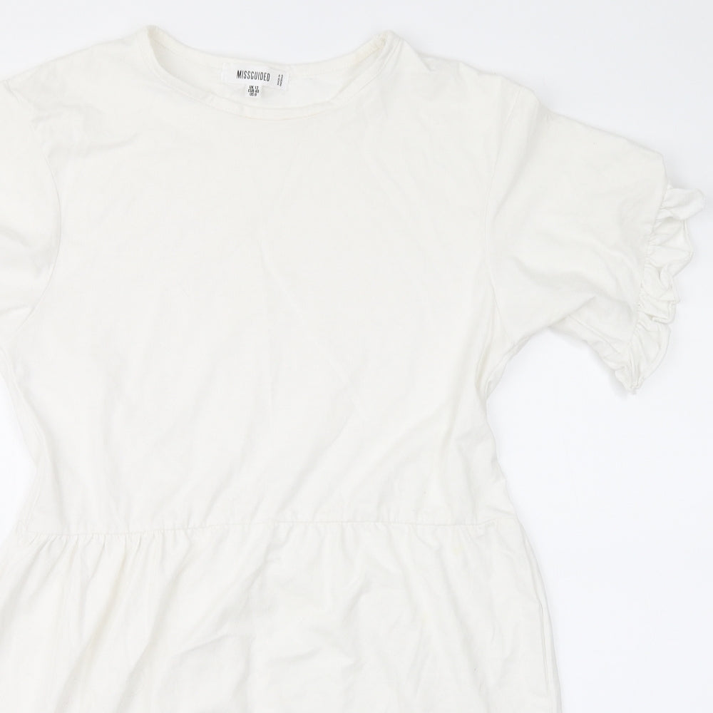Missguided Womens White  Jersey Fit & Flare  Size 12