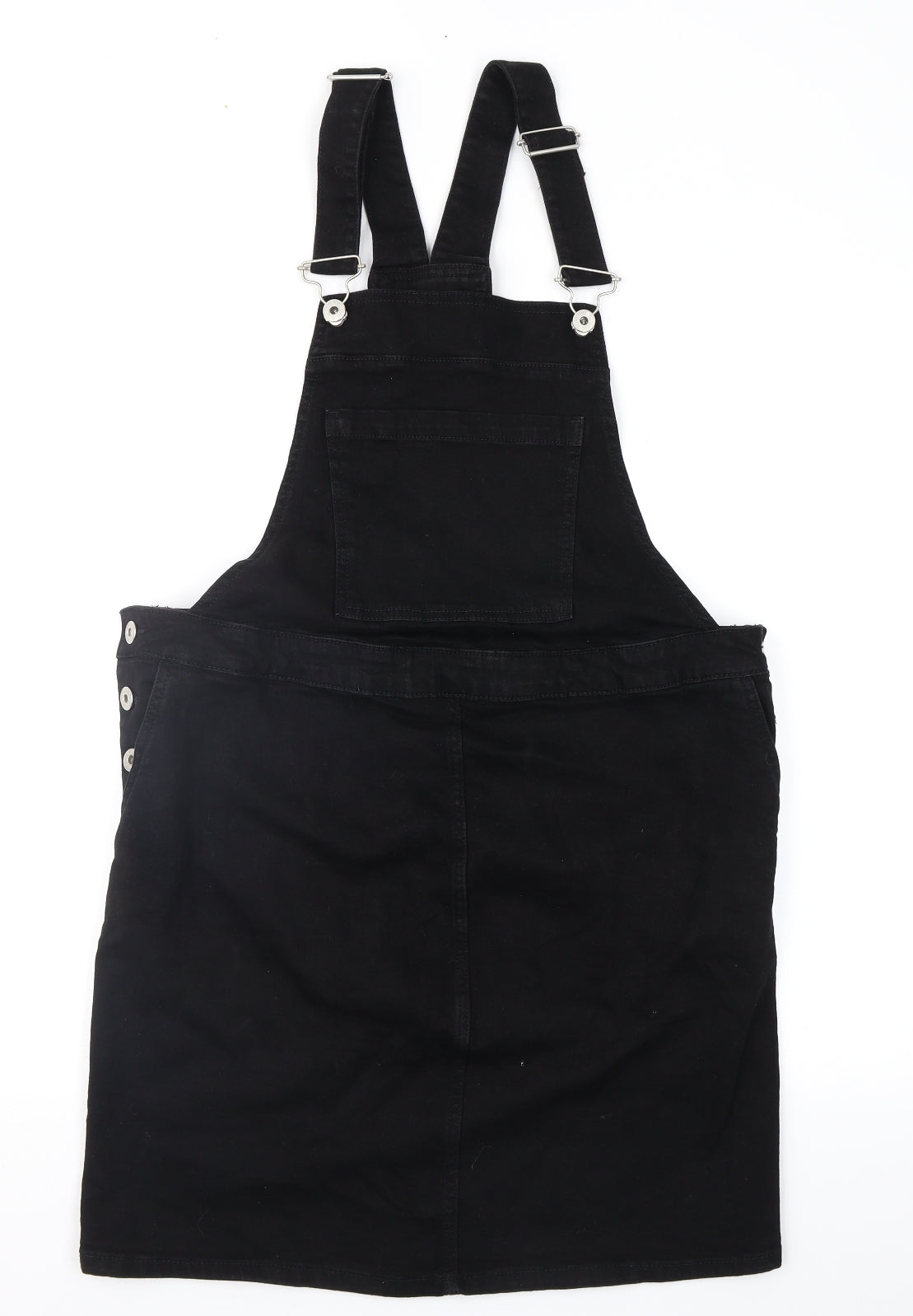NEXT Womens Black  Denim Pinafore/Dungaree Dress  Size 6