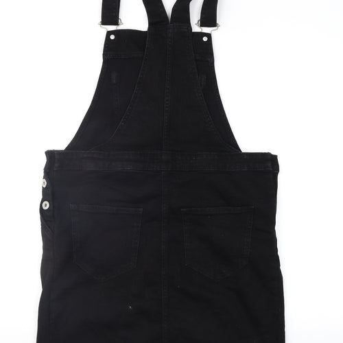 NEXT Womens Black  Denim Pinafore/Dungaree Dress  Size 6