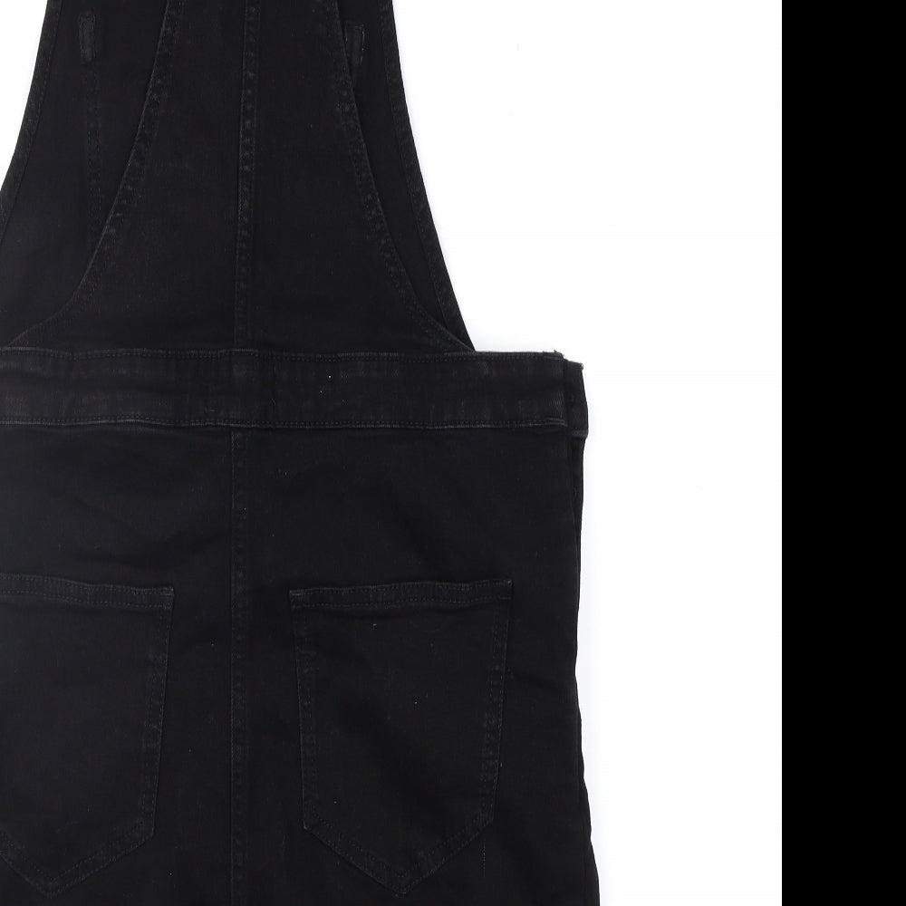 NEXT Womens Black  Denim Pinafore/Dungaree Dress  Size 6