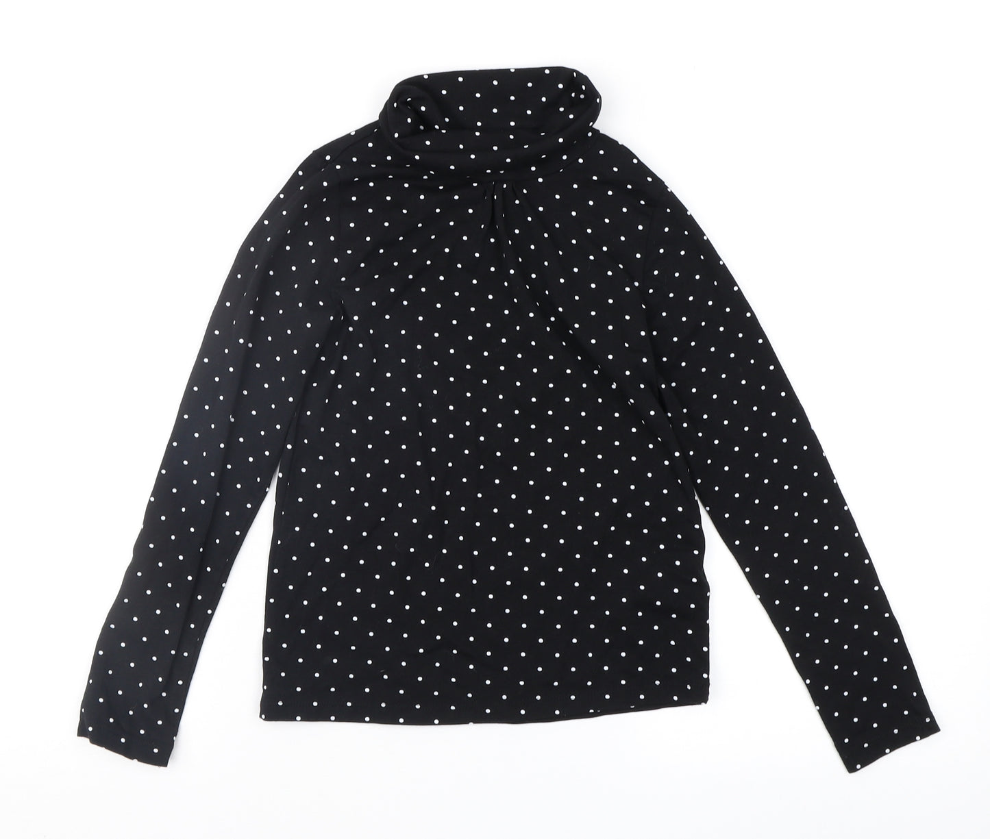 H&M Girls Black Polka Dot Jersey Pullover Jumper Size 7-8 Years