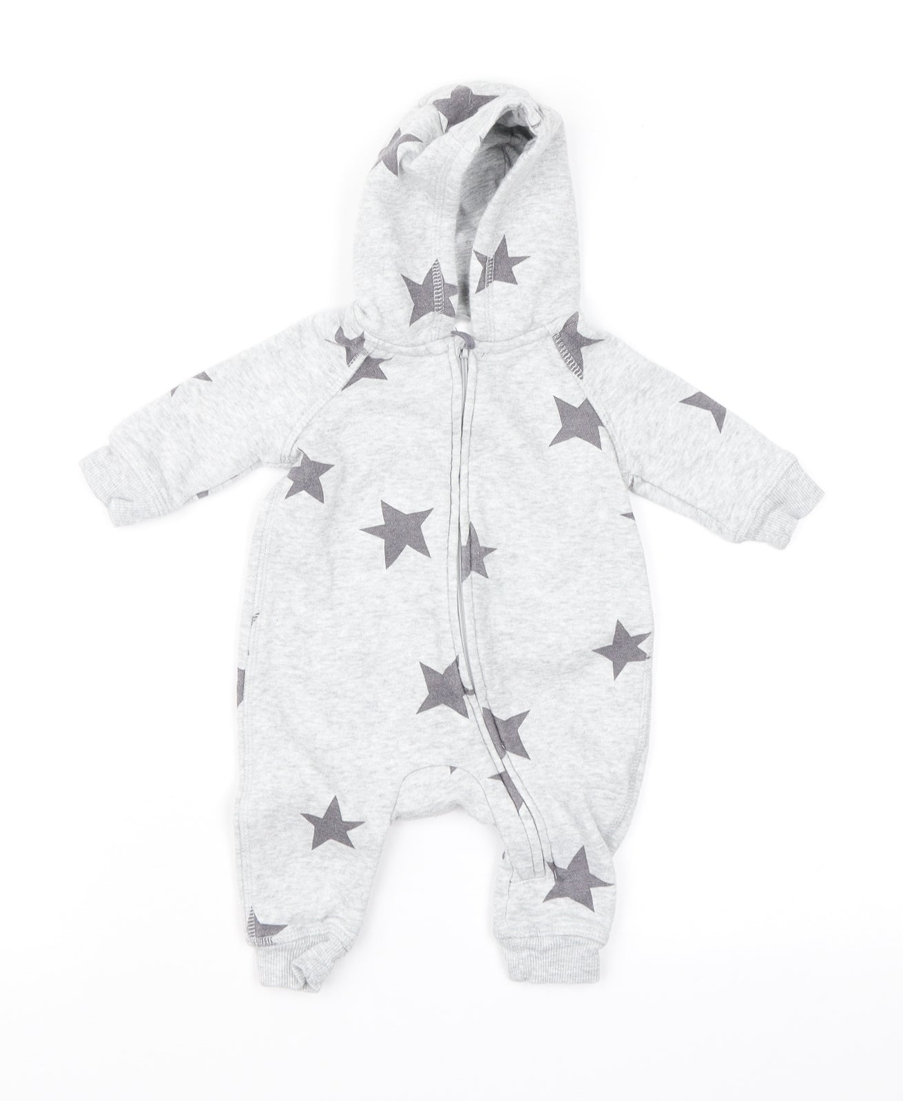 H&M Baby Grey Geometric Jersey Overcoat Snowsuit Size 0-3 Months