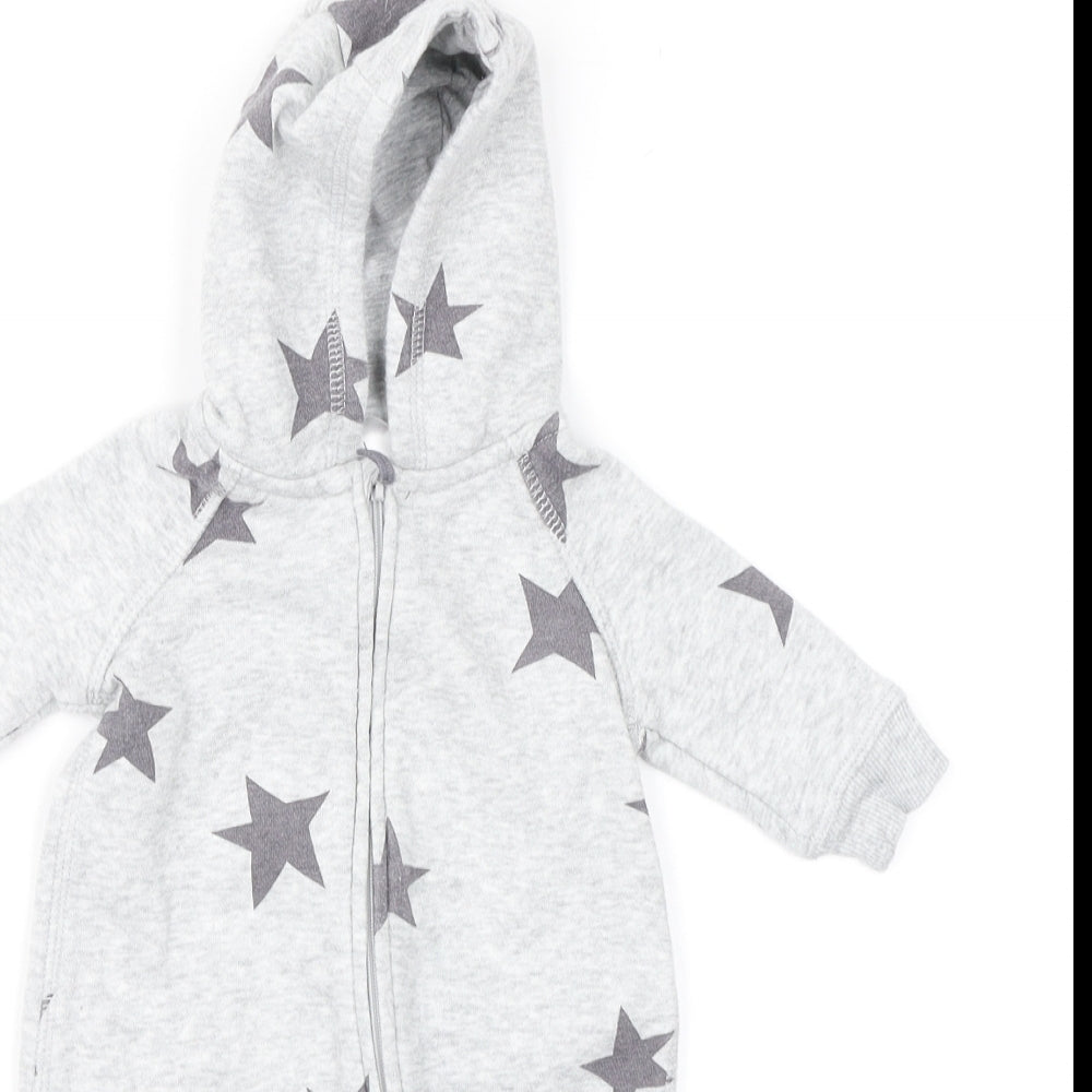 H&M Baby Grey Geometric Jersey Overcoat Snowsuit Size 0-3 Months