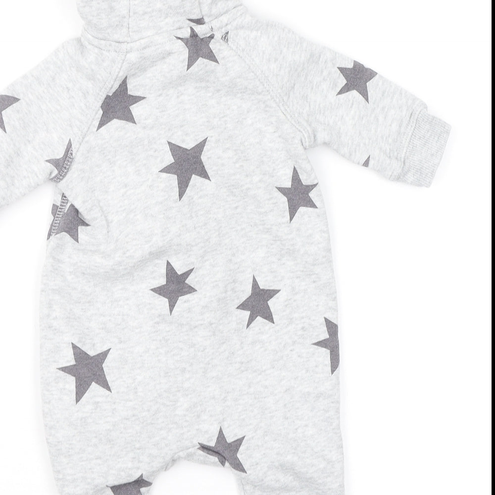 H&M Baby Grey Geometric Jersey Overcoat Snowsuit Size 0-3 Months