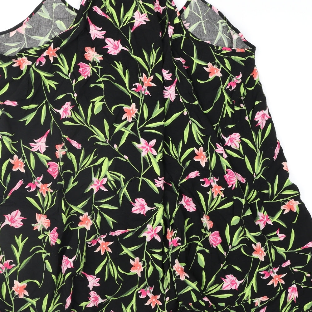 Gap Womens Black Floral  Fit & Flare  Size XL