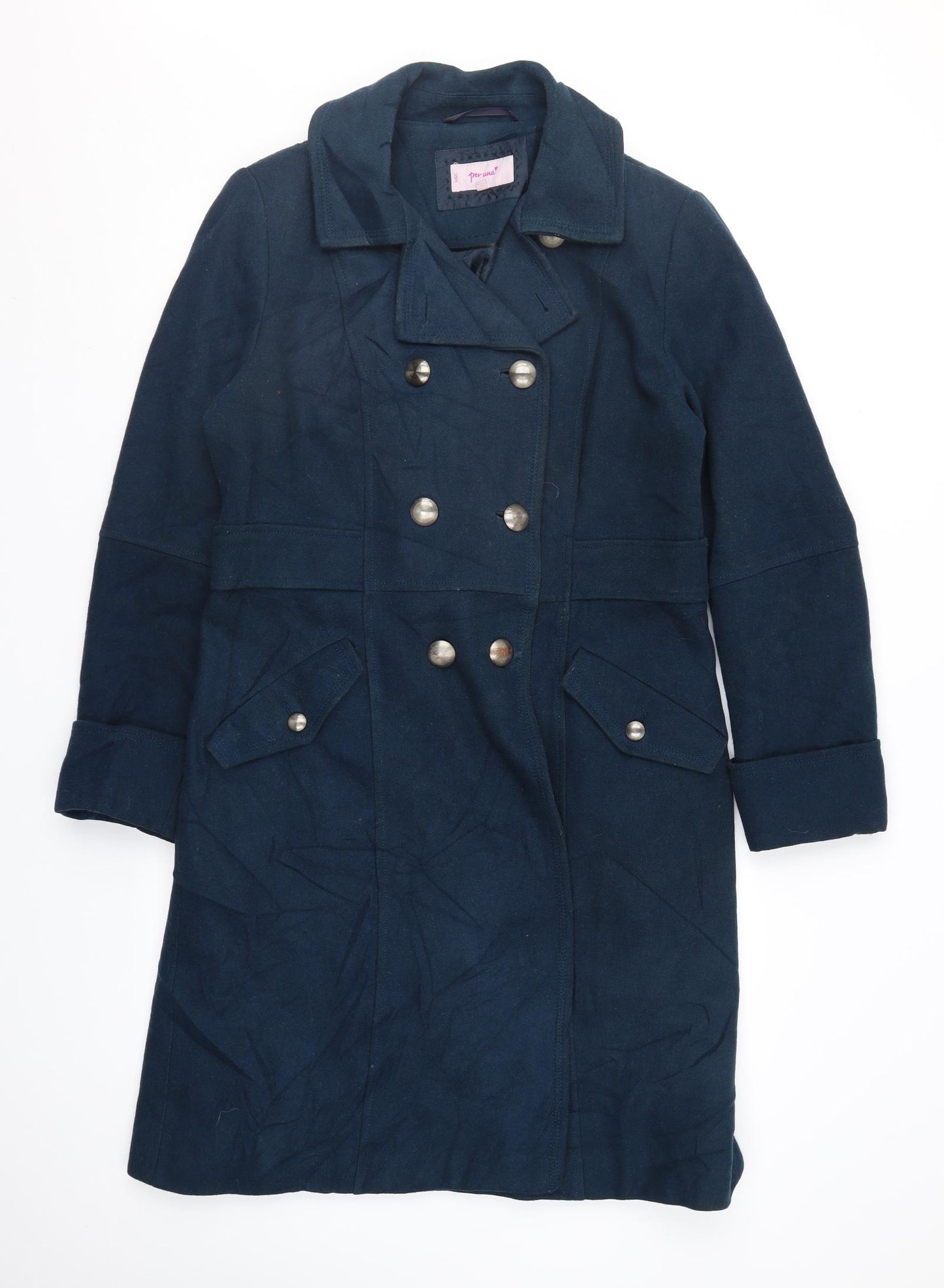 Per Una Womens Blue   Overcoat Coat Size 14