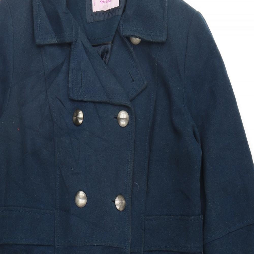 Per Una Womens Blue   Overcoat Coat Size 14