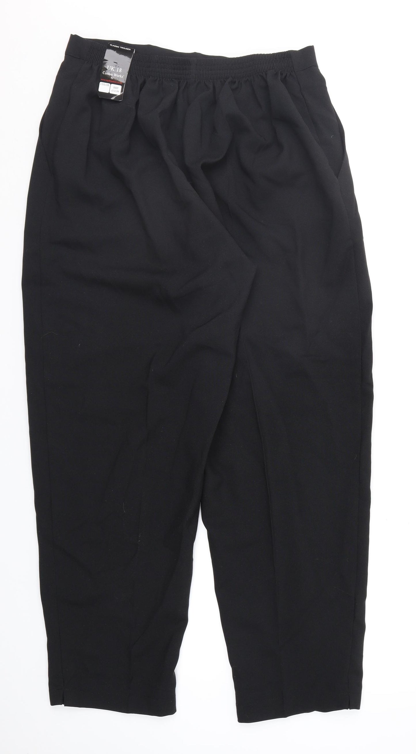 Cotton Works Womens Black   Trousers  Size 18 L27 in
