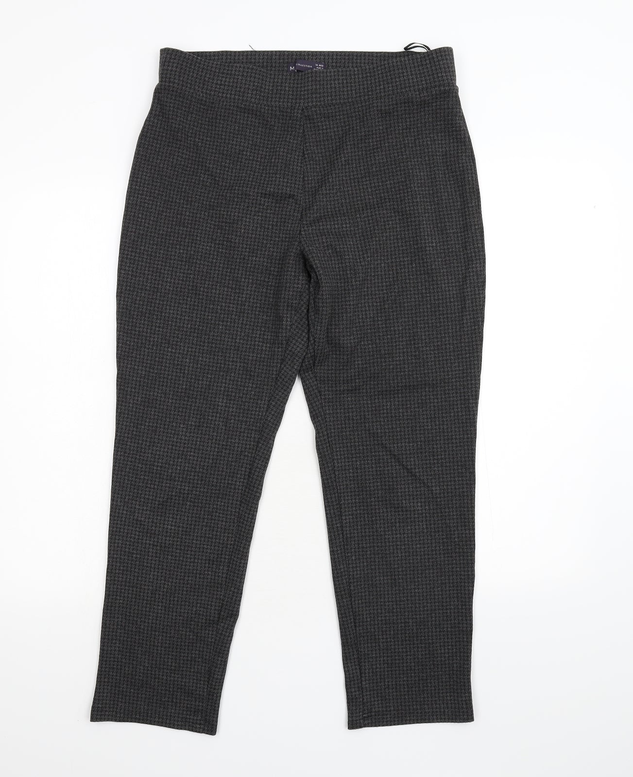 M&S Womens Grey Houndstooth  Trousers  Size 14 L36 in