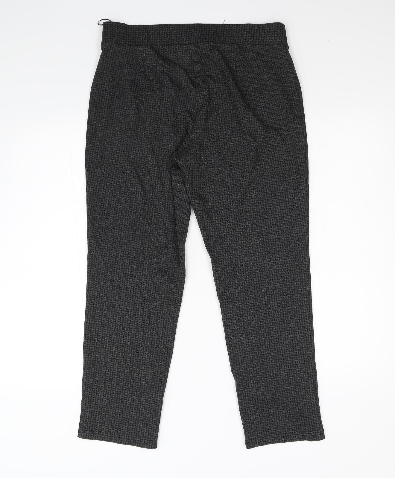 M&S Womens Grey Houndstooth  Trousers  Size 14 L36 in