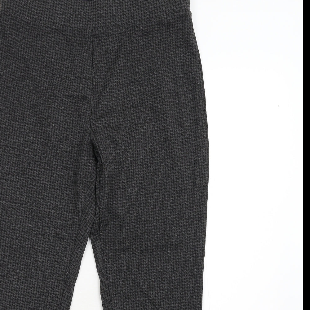 M&S Womens Grey Houndstooth  Trousers  Size 14 L36 in