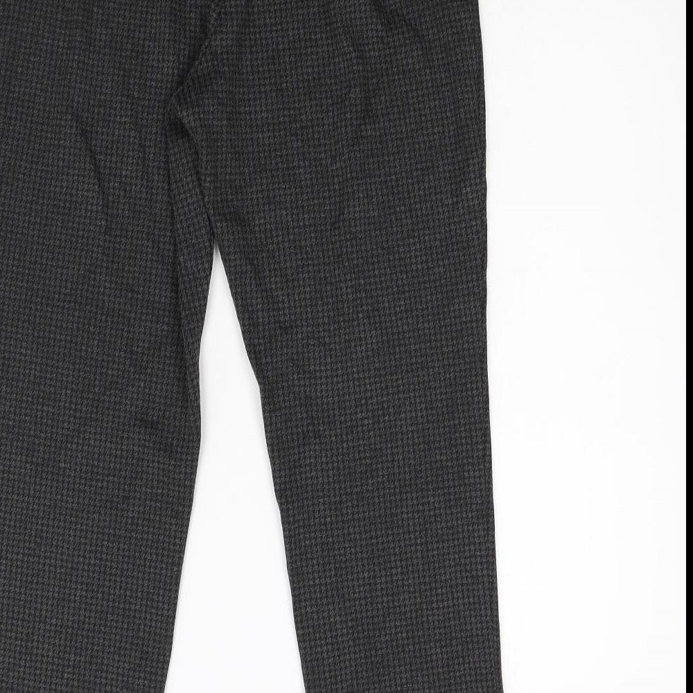 M&S Womens Grey Houndstooth  Trousers  Size 14 L36 in