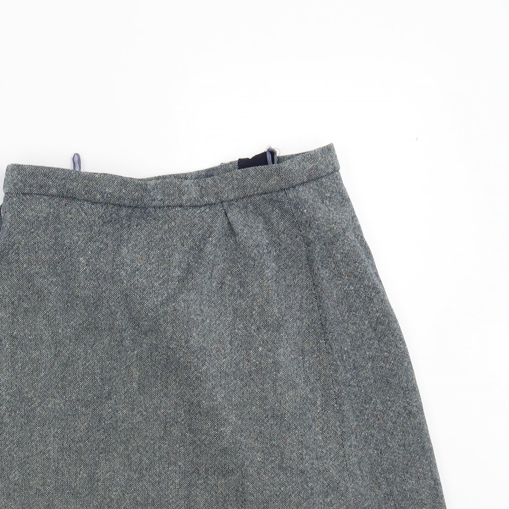 Hand Made Womens Blue  Tweed A-Line Skirt Size 12