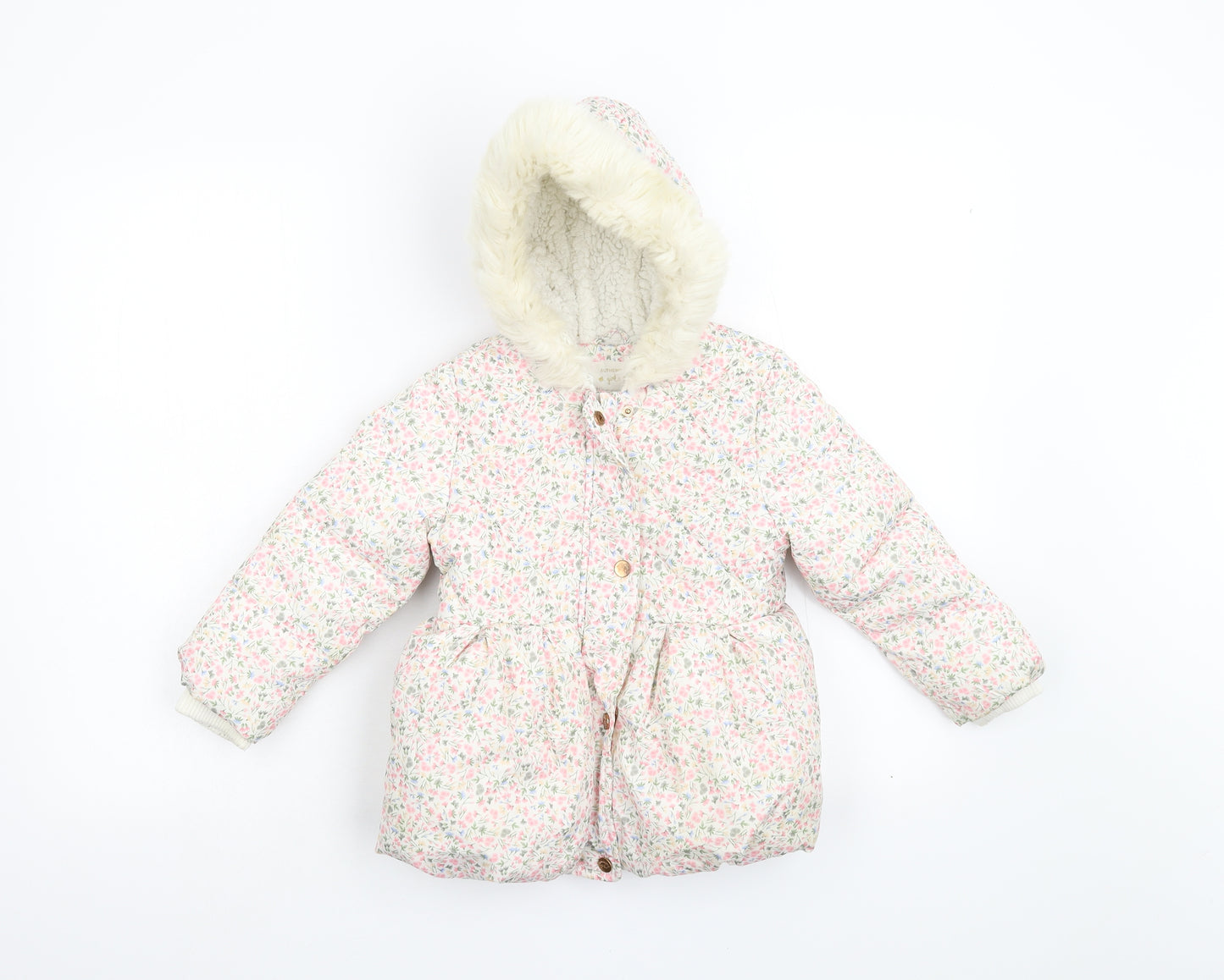 Mothercare Boys Pink Floral  Overcoat Coat Size 3-4 Years
