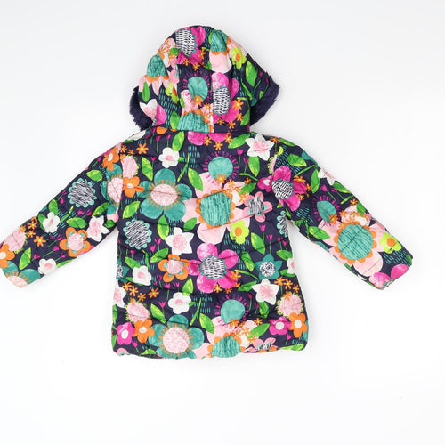 George Girls Multicoloured Floral  Overcoat Coat Size 3-4 Years