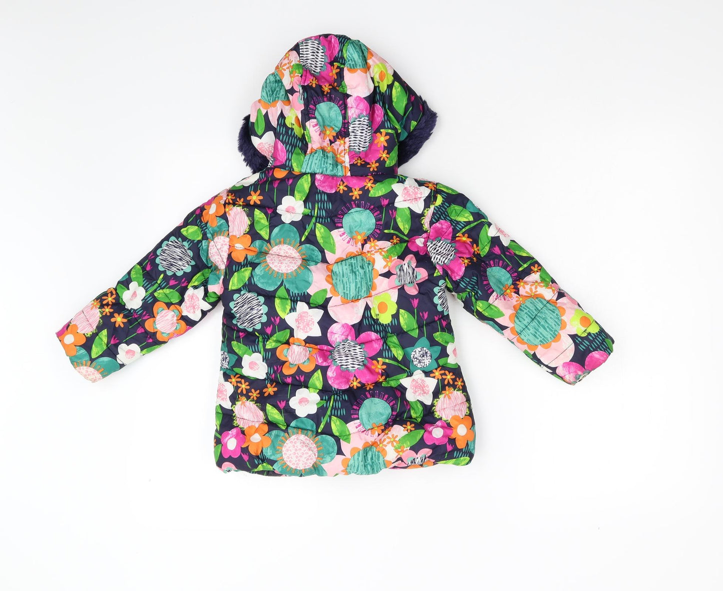 George Girls Multicoloured Floral  Overcoat Coat Size 3-4 Years