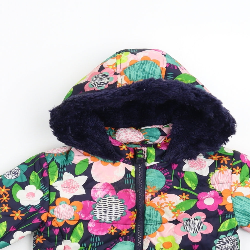 George Girls Multicoloured Floral  Overcoat Coat Size 3-4 Years