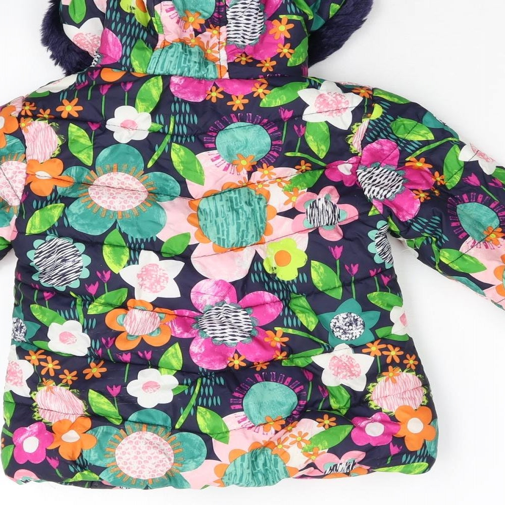 George Girls Multicoloured Floral  Overcoat Coat Size 3-4 Years