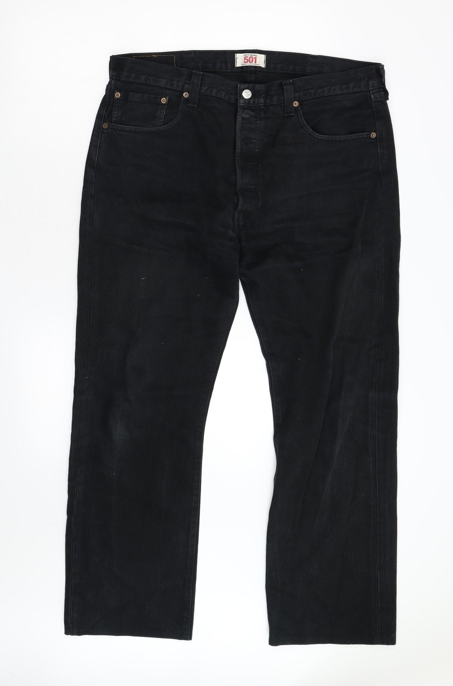 Levi 501 Mens Black  Denim Straight Jeans Size 38 L32 in