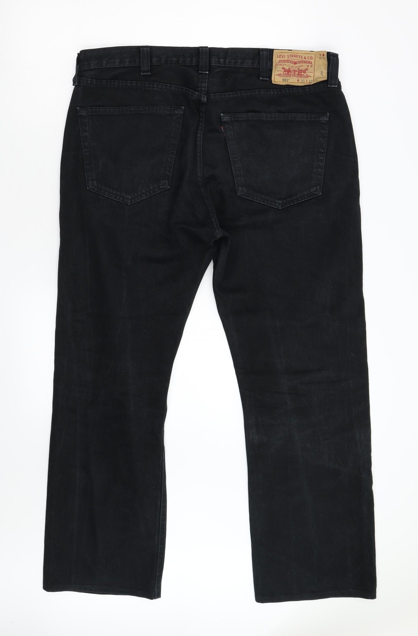 Levi 501 Mens Black  Denim Straight Jeans Size 38 L32 in