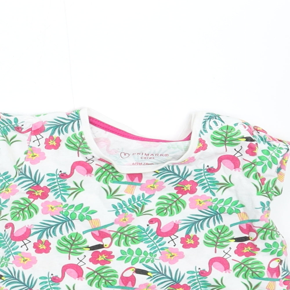 Primark Girls Multicoloured Floral  Basic T-Shirt Size 6-9 Months