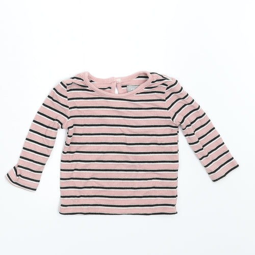 Priamrk Baby Pink Striped  Basic T-Shirt Size 3-6 Months