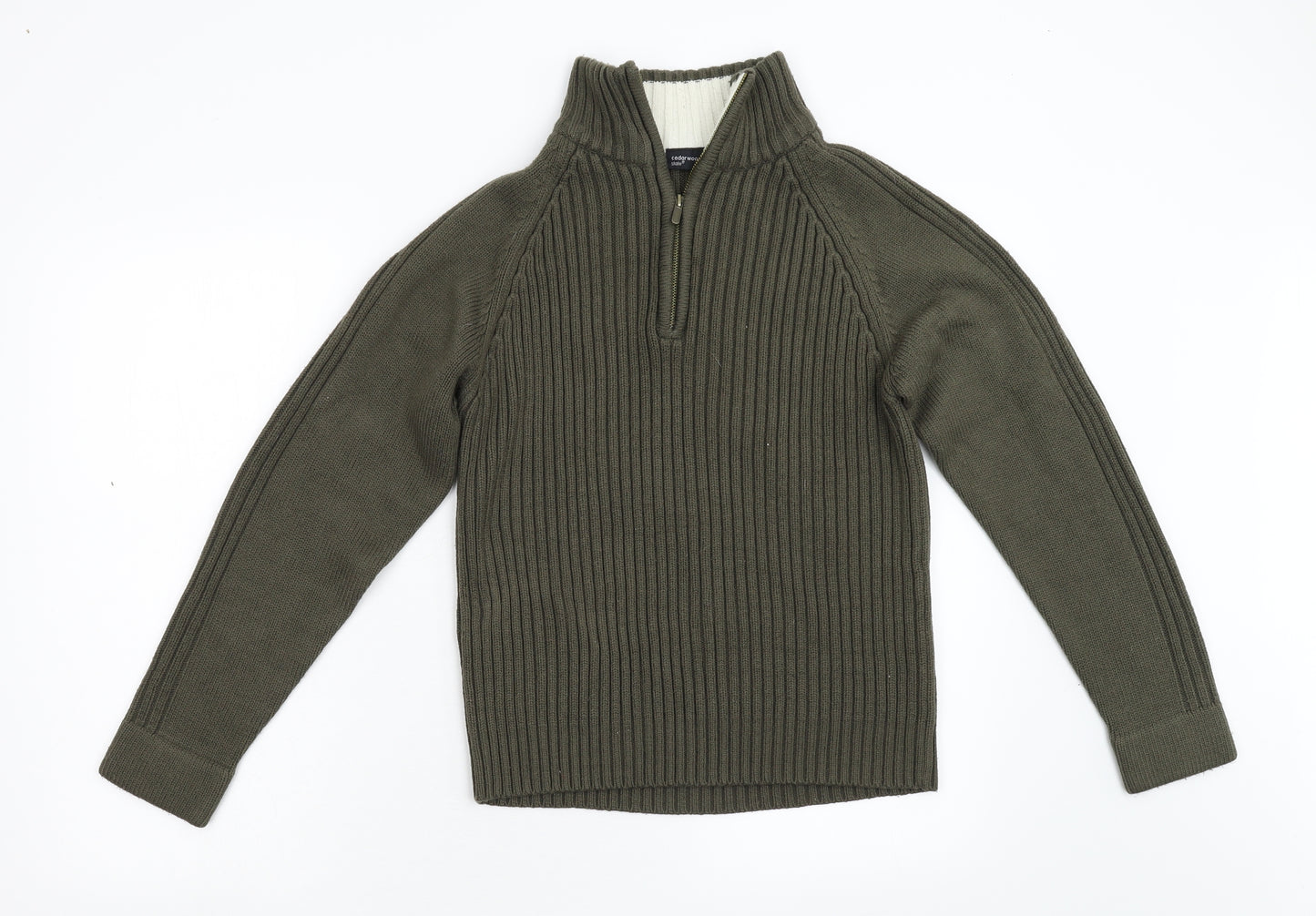 Primark Mens Green  Knit Henley Jumper Size S