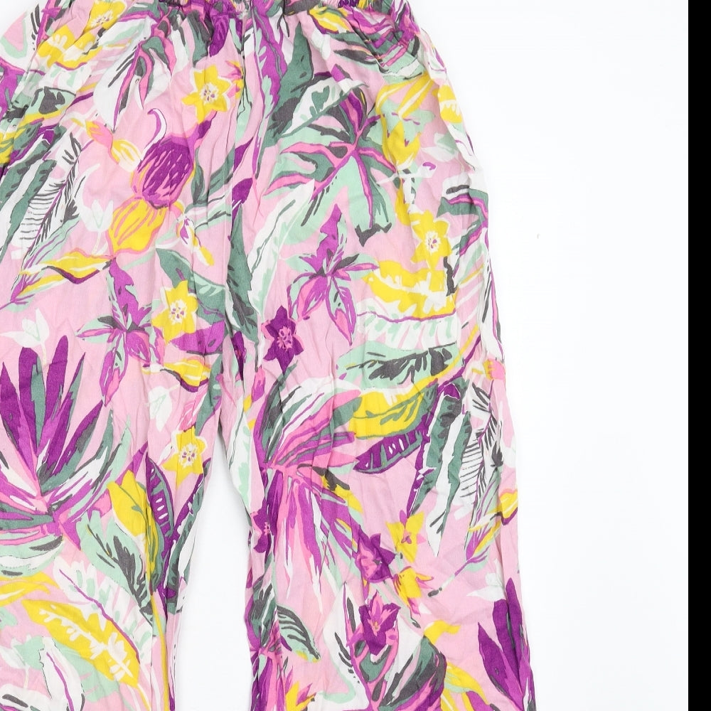 M&S Womens Multicoloured Floral  Trousers  Size 14 L29 in