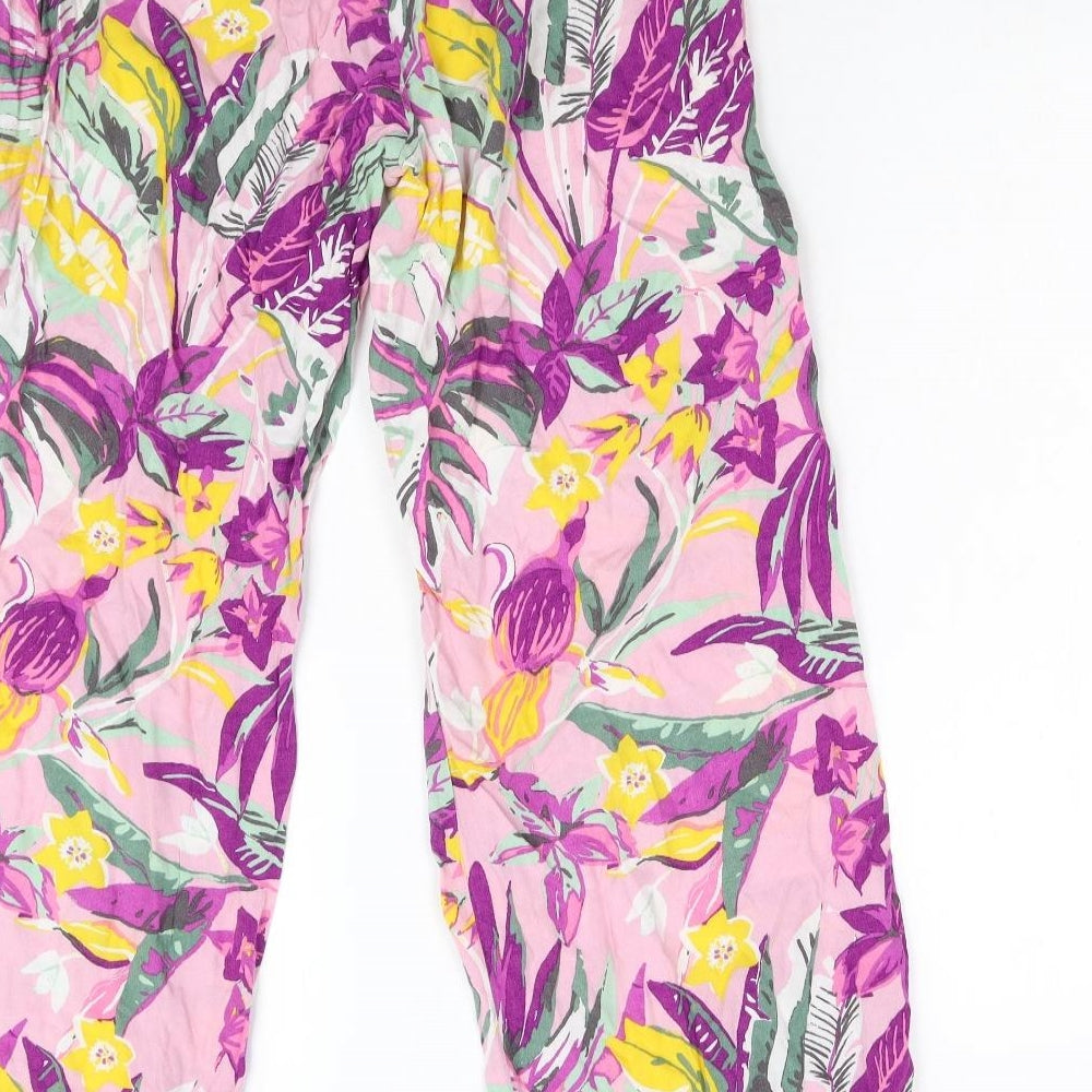 M&S Womens Multicoloured Floral  Trousers  Size 14 L29 in