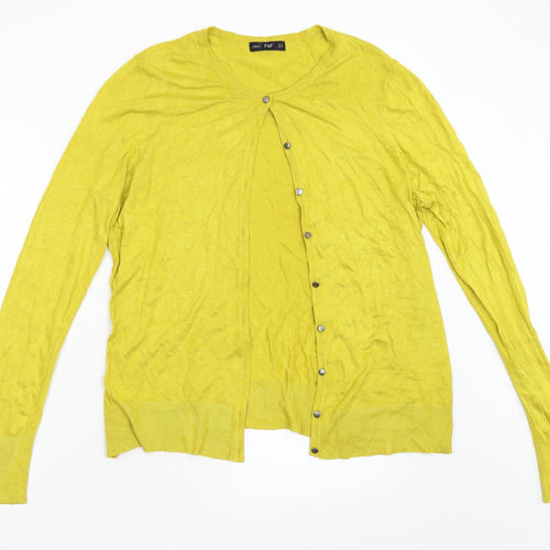 F&F Womens Yellow  Knit Cardigan Jumper Size 16