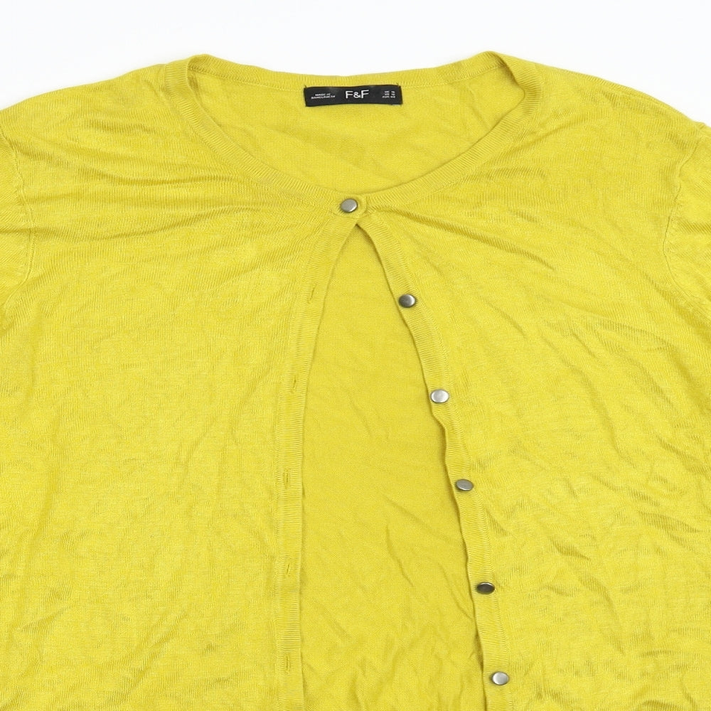 F&F Womens Yellow  Knit Cardigan Jumper Size 16